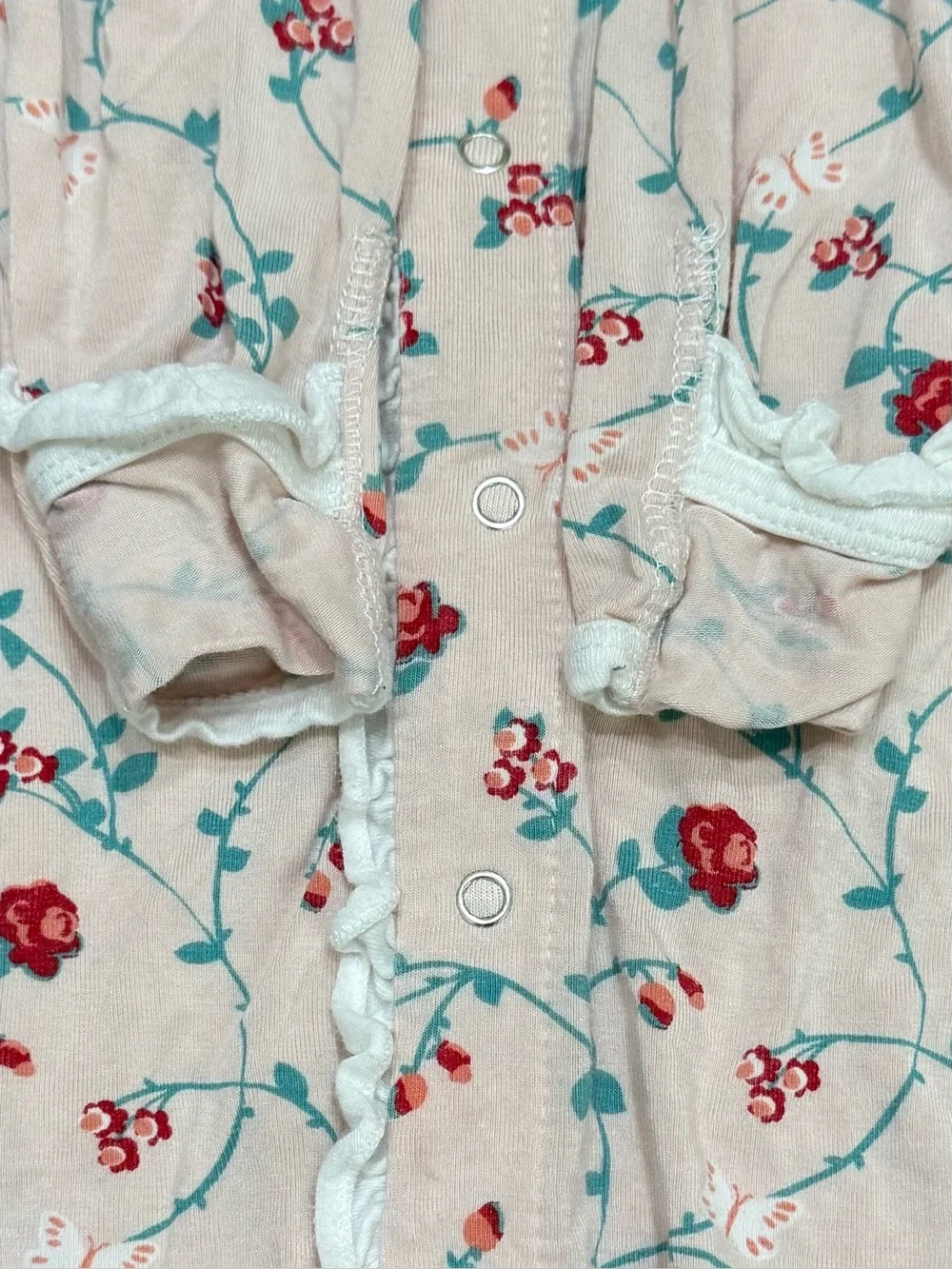 Kickee Pants Converter Gown Baby Girl Size 0-3 Months Floral Roses Pink